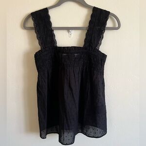 NWT & Other Stories Swiss Dot Lace Trim Tank Black Size 2 Small